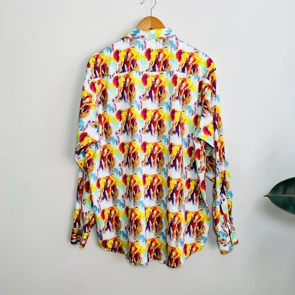 Kalmin Ross mens elephant print button down shirt - Picture 4 of 7